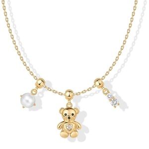 Gold Plated Teddy Bear Pendant Necklace